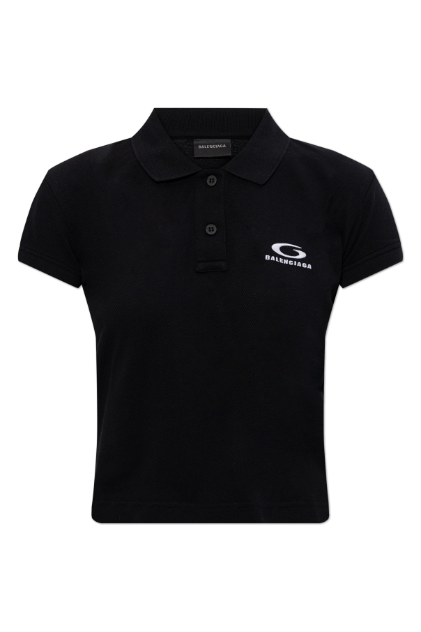 Balenciaga BLACK Polo with embroidered logo 1