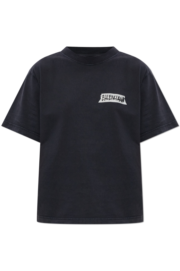 Balenciaga BLACK T-shirt with logo 1