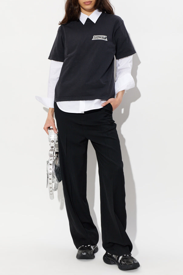 Balenciaga BLACK T-shirt with logo 2