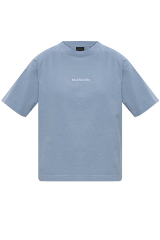 Balenciaga BLUE T-shirt with embroidered logo 1
