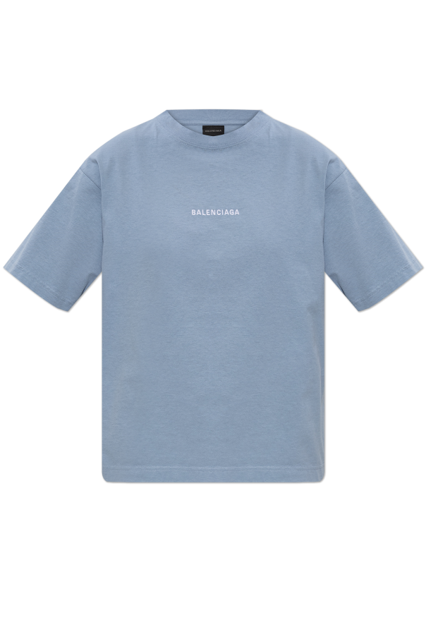 Balenciaga BLUE T-shirt with embroidered logo 1