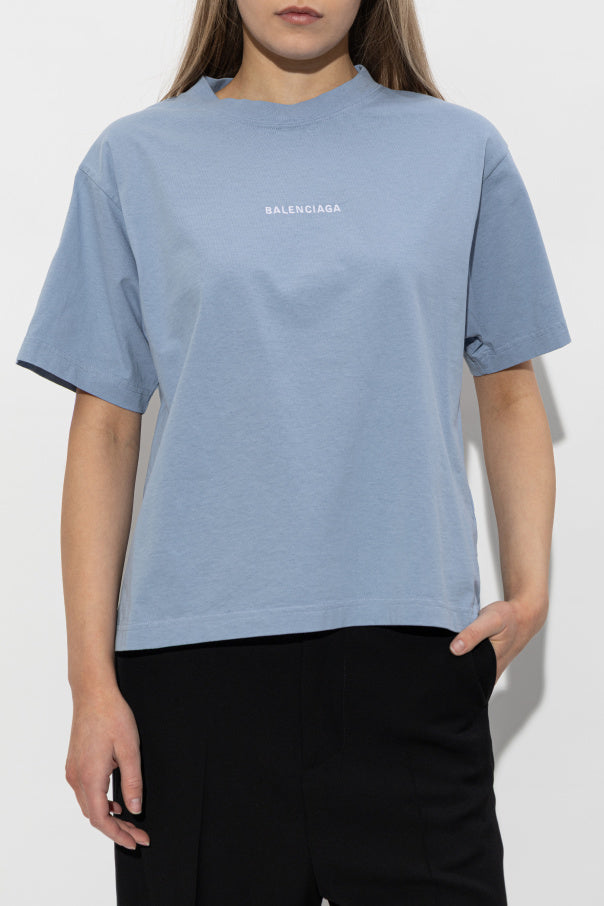 Balenciaga BLUE T-shirt with embroidered logo 3