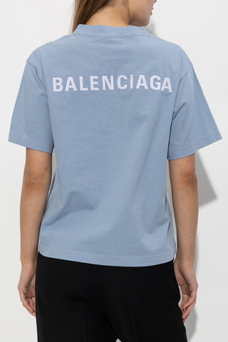 Balenciaga BLUE T-shirt with embroidered logo 4