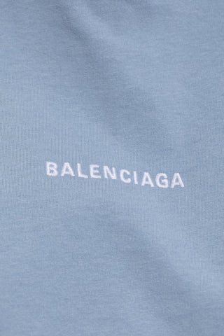 Balenciaga BLUE T-shirt with embroidered logo 5