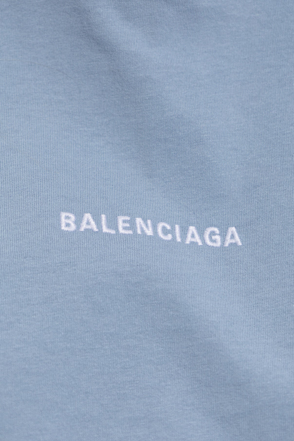 Balenciaga BLUE T-shirt with embroidered logo 5