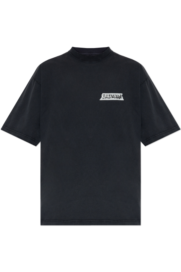 Balenciaga BLACK T-shirt with vintage effect 1