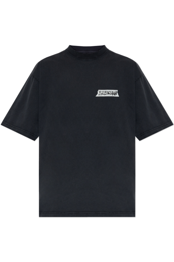 Balenciaga BLACK T-shirt with vintage effect 1