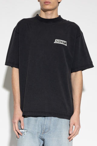 Balenciaga BLACK T-shirt with vintage effect 3