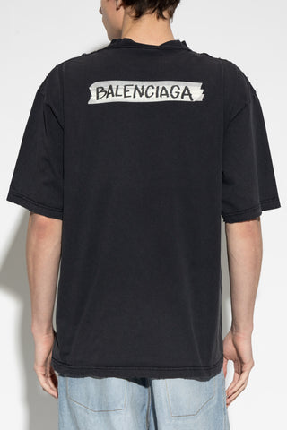 Balenciaga BLACK T-shirt with vintage effect 4