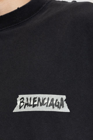 Balenciaga BLACK T-shirt with vintage effect 5
