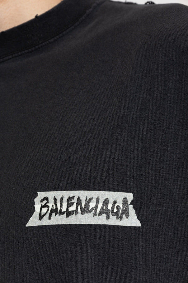 Balenciaga BLACK T-shirt with vintage effect 5