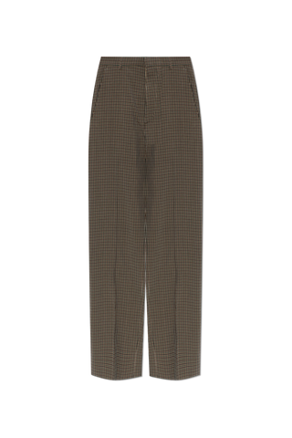 Balenciaga BROWN Plaid patterned trousers 1