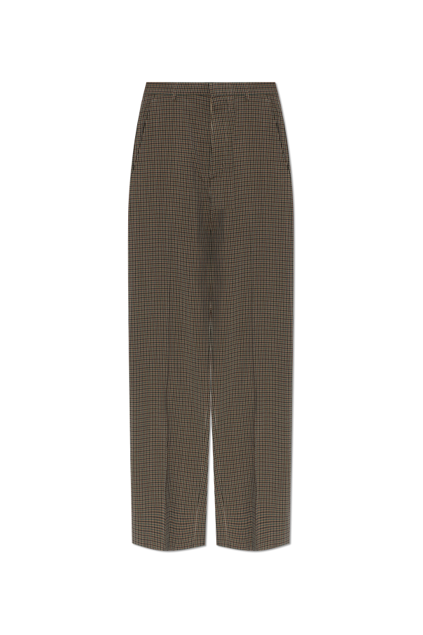 Balenciaga BROWN Plaid patterned trousers 1