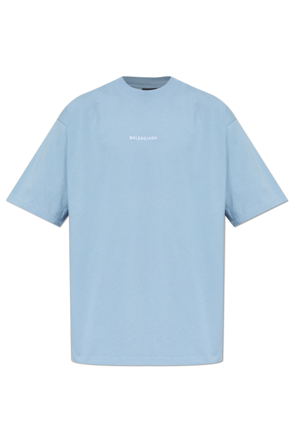 Balenciaga BLUE T-shirt with embroidered logo 1