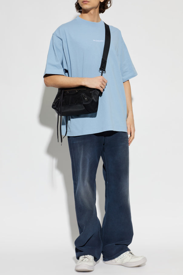 Balenciaga BLUE T-shirt with embroidered logo 2