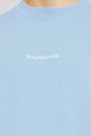 Balenciaga BLUE T-shirt with embroidered logo 5