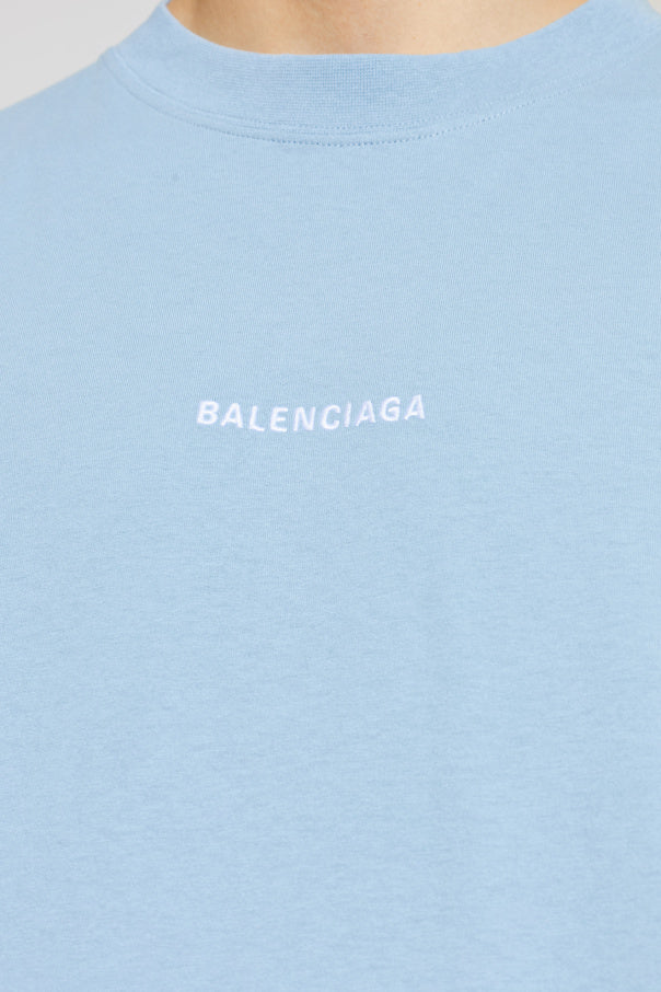 Balenciaga BLUE T-shirt with embroidered logo 5