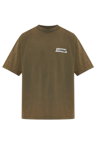 Balenciaga GREEN T-shirt with vintage effect 1