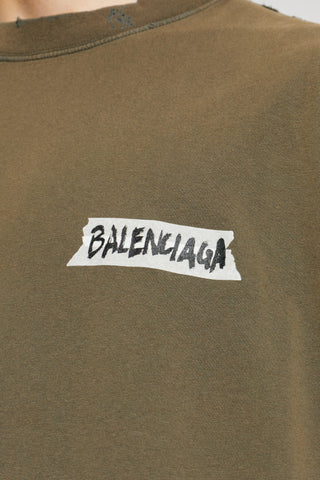 Balenciaga GREEN T-shirt with vintage effect 5