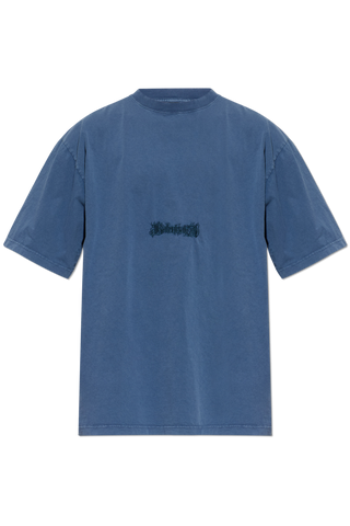 Balenciaga NAVY BLUE T-shirt with embroidered logo 1