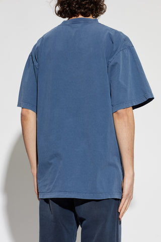 Balenciaga NAVY BLUE T-shirt with embroidered logo 4