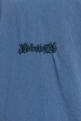 Balenciaga NAVY BLUE T-shirt with embroidered logo 5