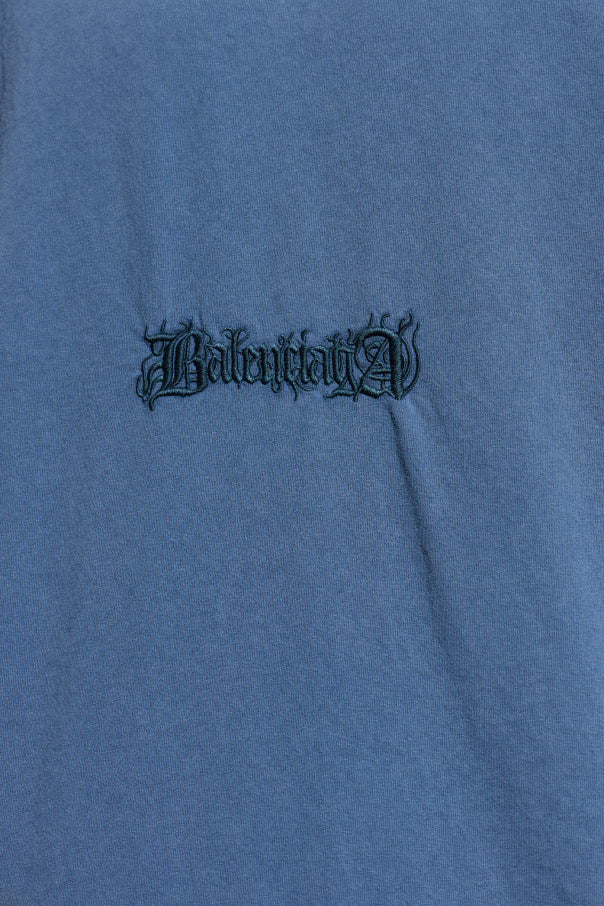 Balenciaga NAVY BLUE T-shirt with embroidered logo 5