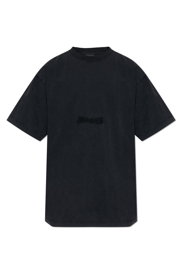 Balenciaga BLACK T-shirt with embroidered logo 1