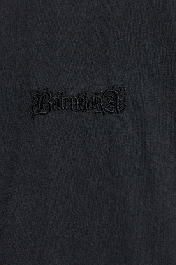 Balenciaga BLACK T-shirt with embroidered logo 5