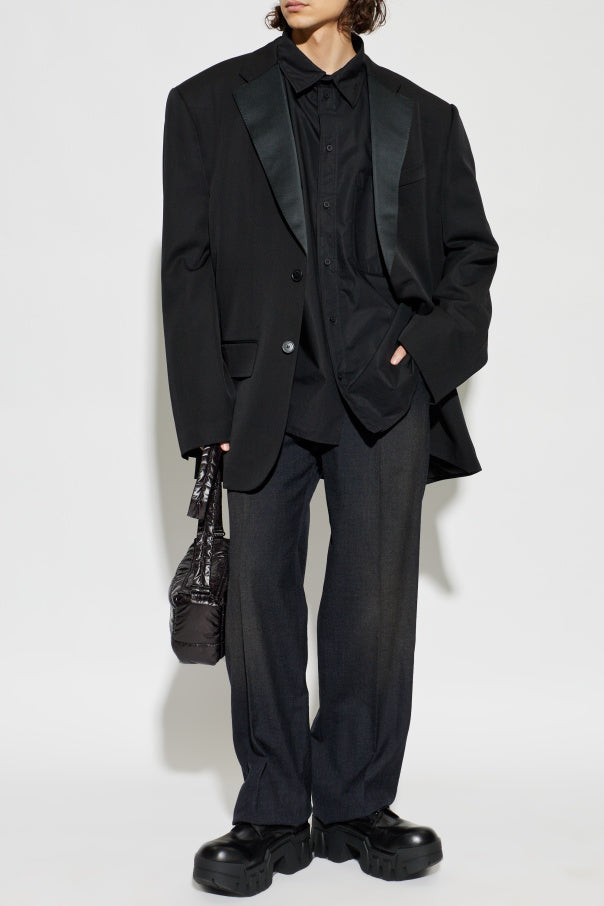 Balenciaga BLACK Wool trousers with crease 2