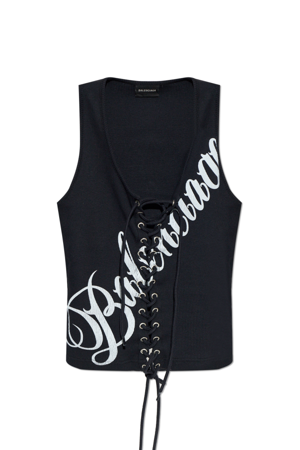 Balenciaga BLACK Ribbed sleeveless top 1
