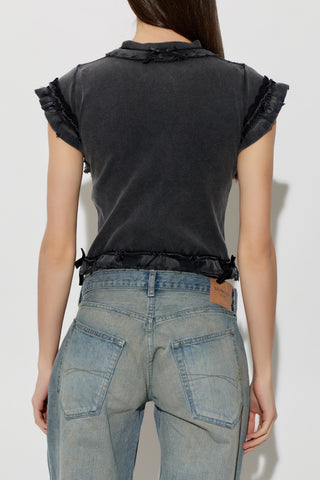 Balenciaga GREY T-shirt with decorative ruffles 4