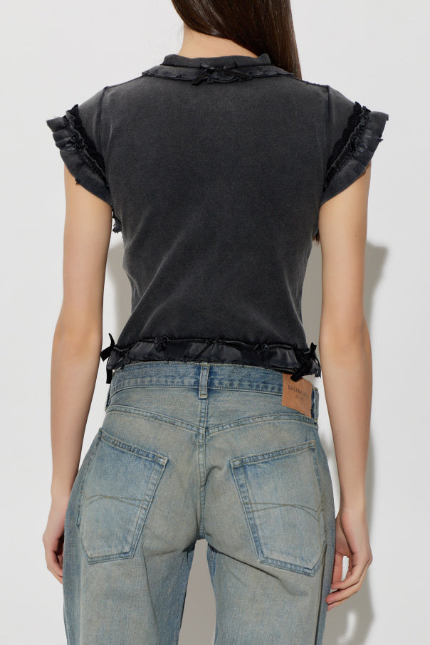 Balenciaga GREY T-shirt with decorative ruffles 4