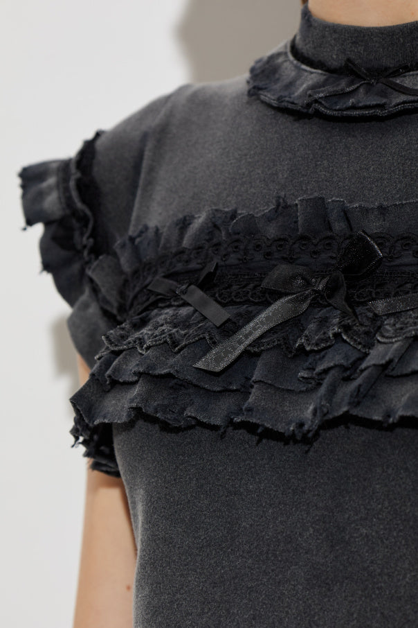 Balenciaga GREY T-shirt with decorative ruffles 5