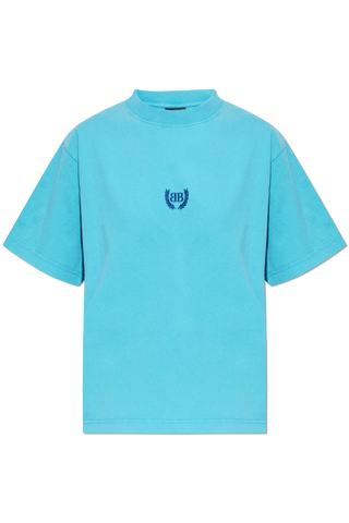 Balenciaga BLUE T-shirt with embroidered logo 1