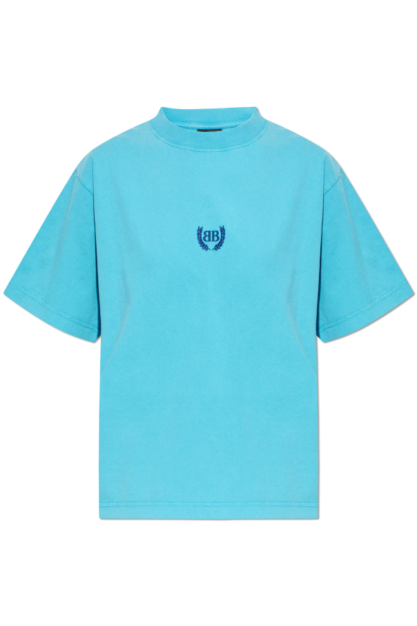 Balenciaga BLUE T-shirt with embroidered logo 1