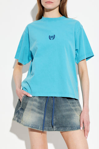 Balenciaga BLUE T-shirt with embroidered logo 3