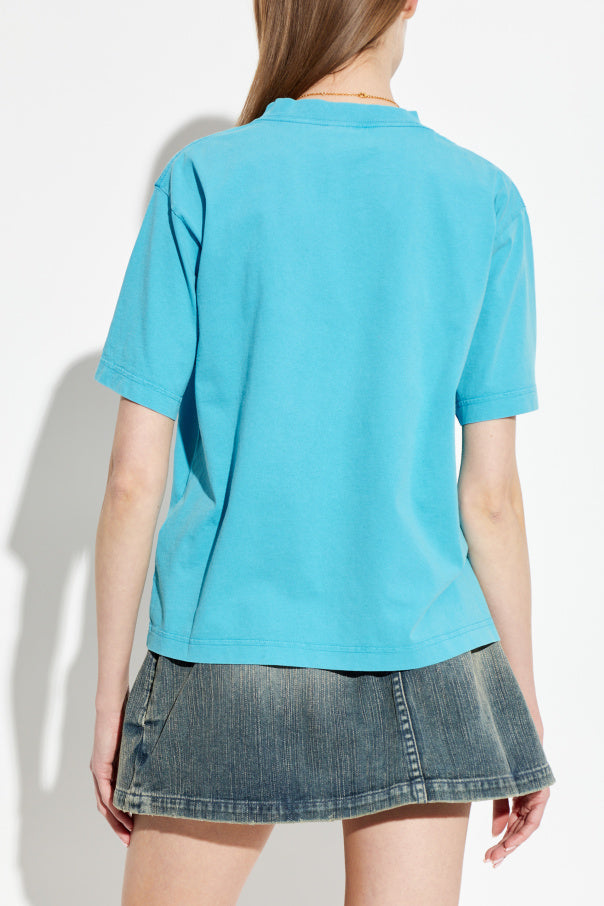 Balenciaga BLUE T-shirt with embroidered logo 4