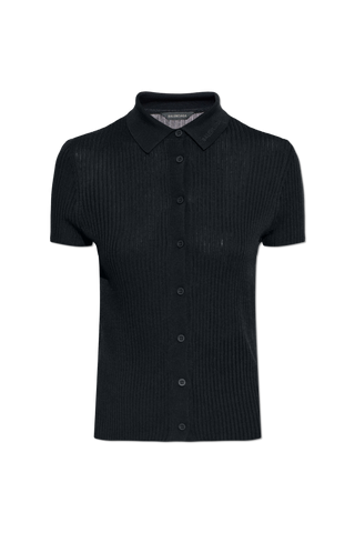 Balenciaga BLACK Ribbed short-sleeve top 1