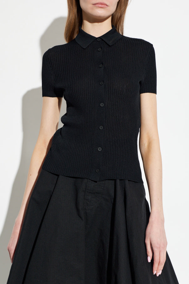 Balenciaga BLACK Ribbed short-sleeve top 3