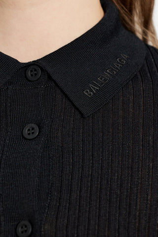 Balenciaga BLACK Ribbed short-sleeve top 5