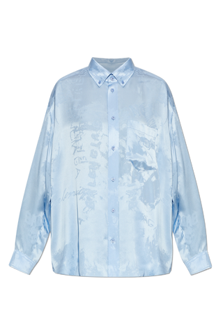 Balenciaga BLUE Silk shirt with pocket 1