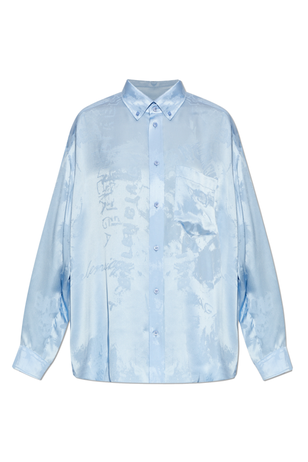 Balenciaga BLUE Silk shirt with pocket 1