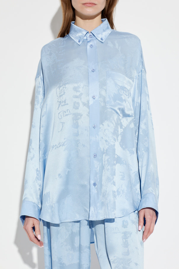 Balenciaga BLUE Silk shirt with pocket 3