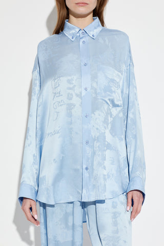 Balenciaga BLUE Silk shirt with pocket 3