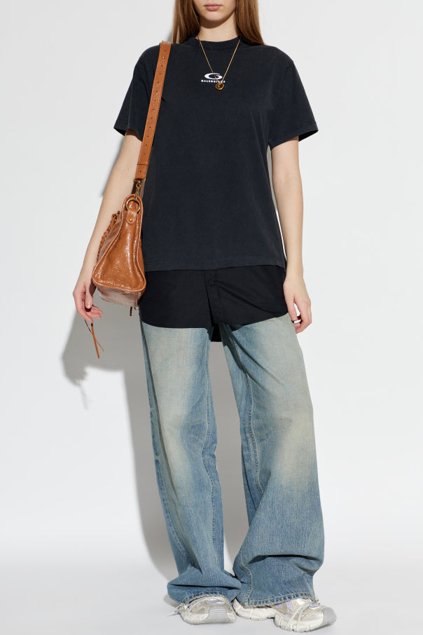 Balenciaga BLACK T-shirt made of combined fabrics 2