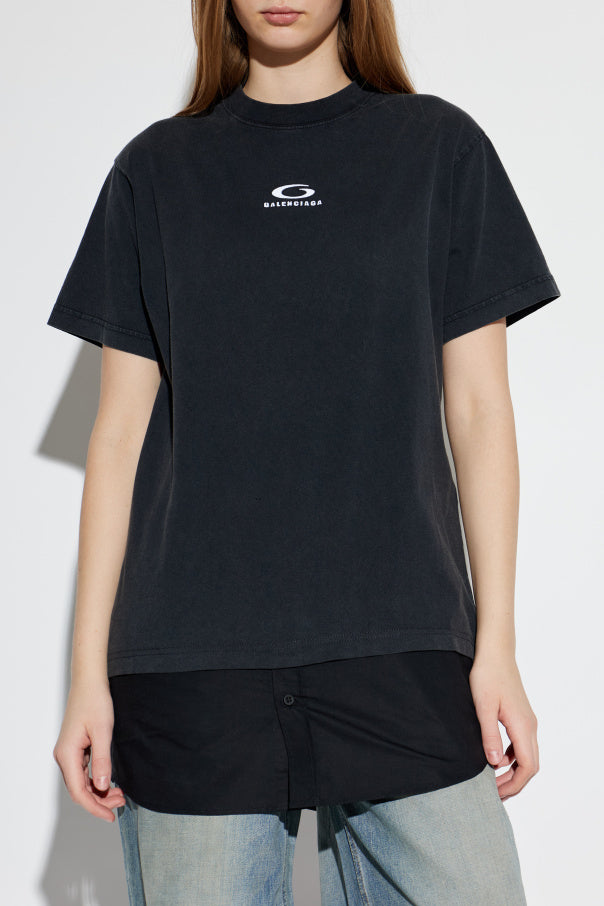 Balenciaga BLACK T-shirt made of combined fabrics 3
