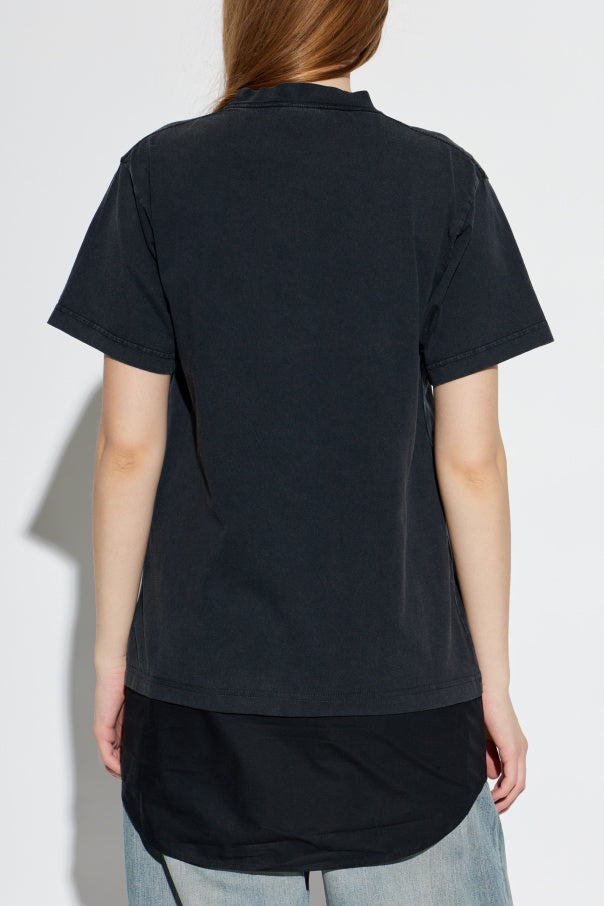 Balenciaga BLACK T-shirt made of combined fabrics 4