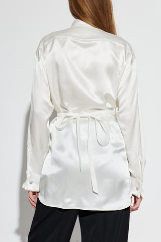Balenciaga WHITE Satin shirt with belt 4