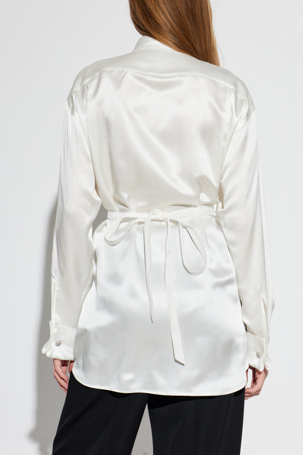 Balenciaga WHITE Satin shirt with belt 4